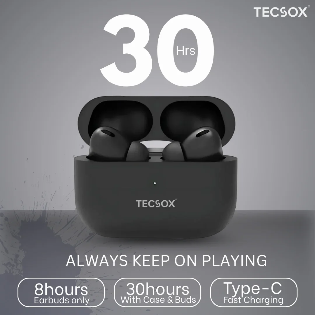 TecPod Pro Earbuds 30Hr Playtime | 5.3 V Bluetooth Earbuds | Deep Bass | Water Resistant - Image 8