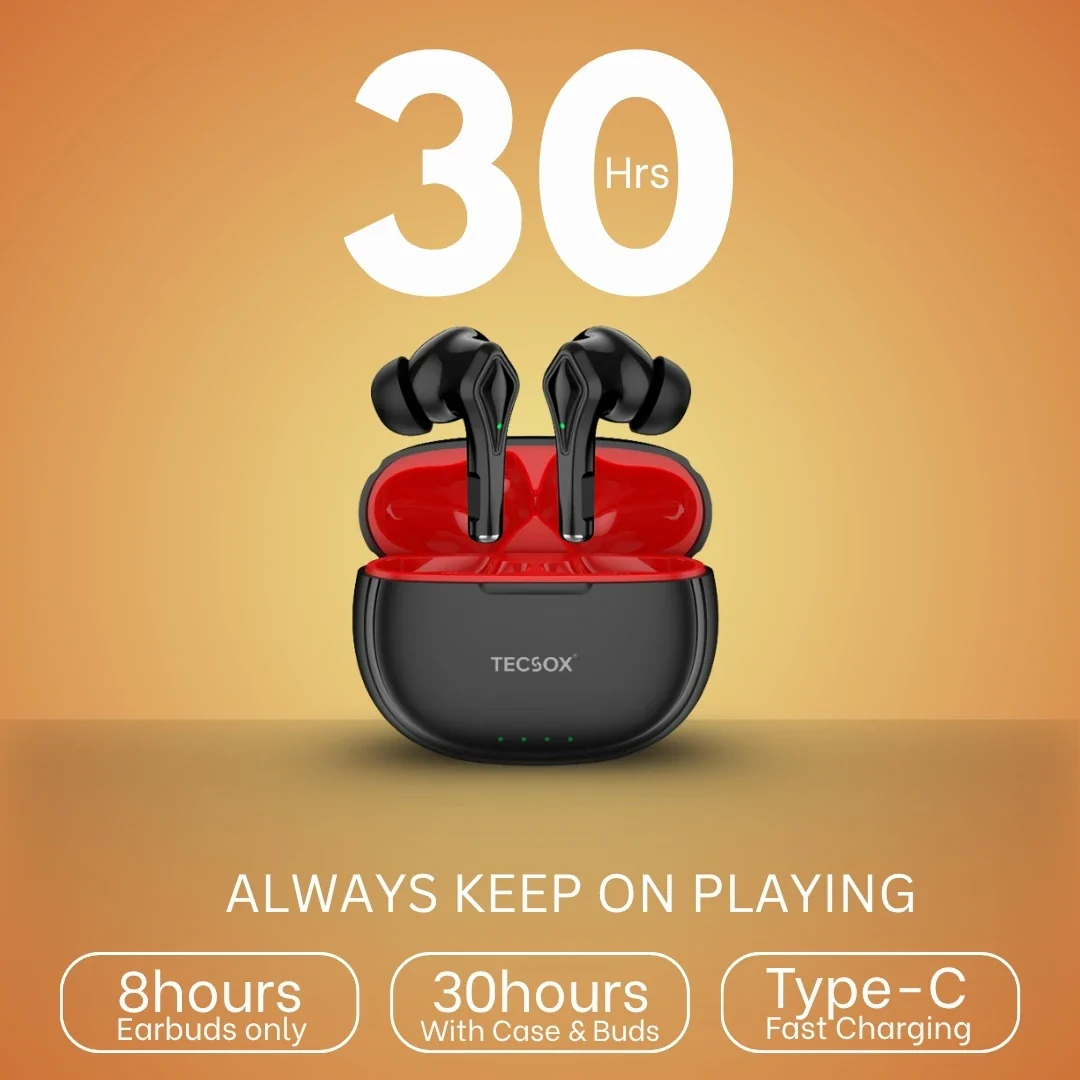 TecSox Neo231 Wireless Earbud With Deep Bass & Comfortable Fit | IPX Water Resistant - Image 4