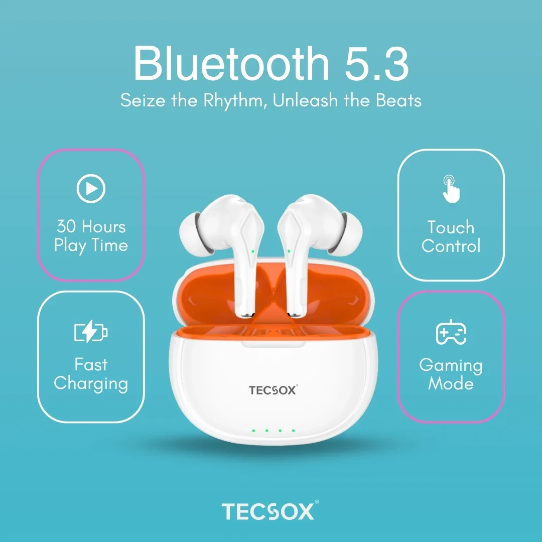 TecSox Neo231 Wireless Earbud With Deep Bass & Comfortable Fit | IPX Water Resistant - Image 5