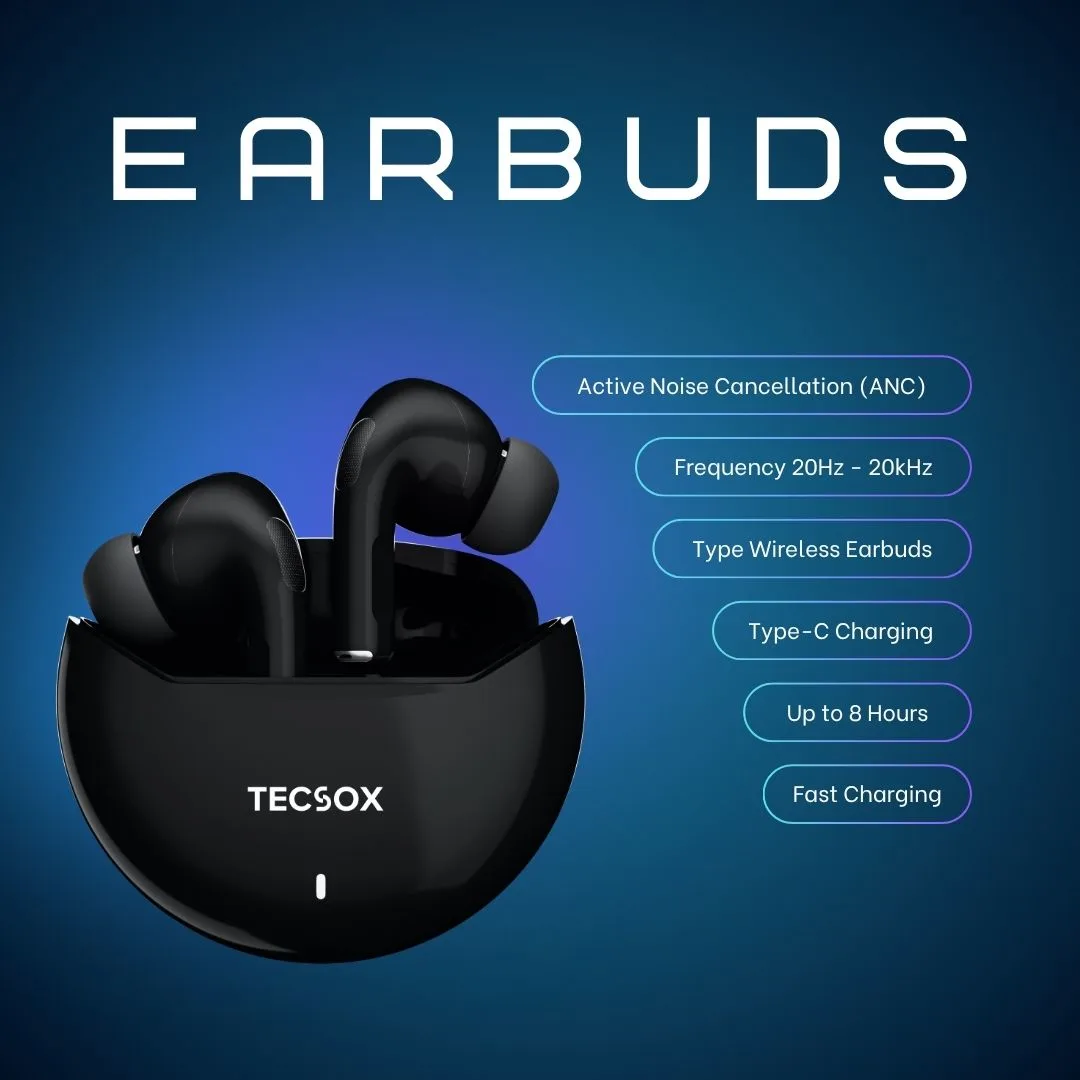 TecSox Omega Wireless Earbud With Comfortable Fit | IPX Water Resistant - Image 3