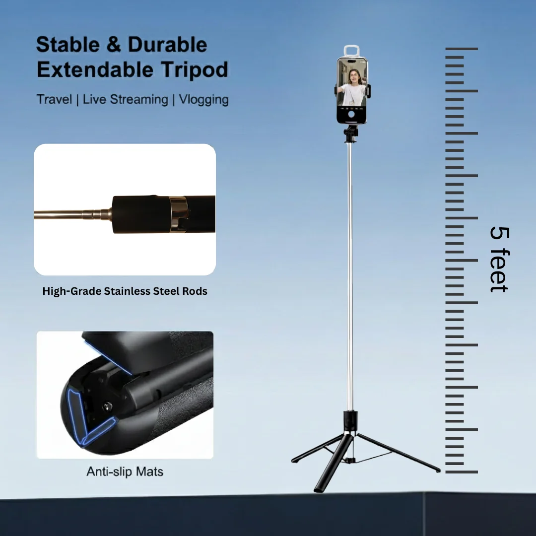 TecSox Halo Stick | 5FT Professional Multi-Role Tripod & Selfie Stick - Image 12