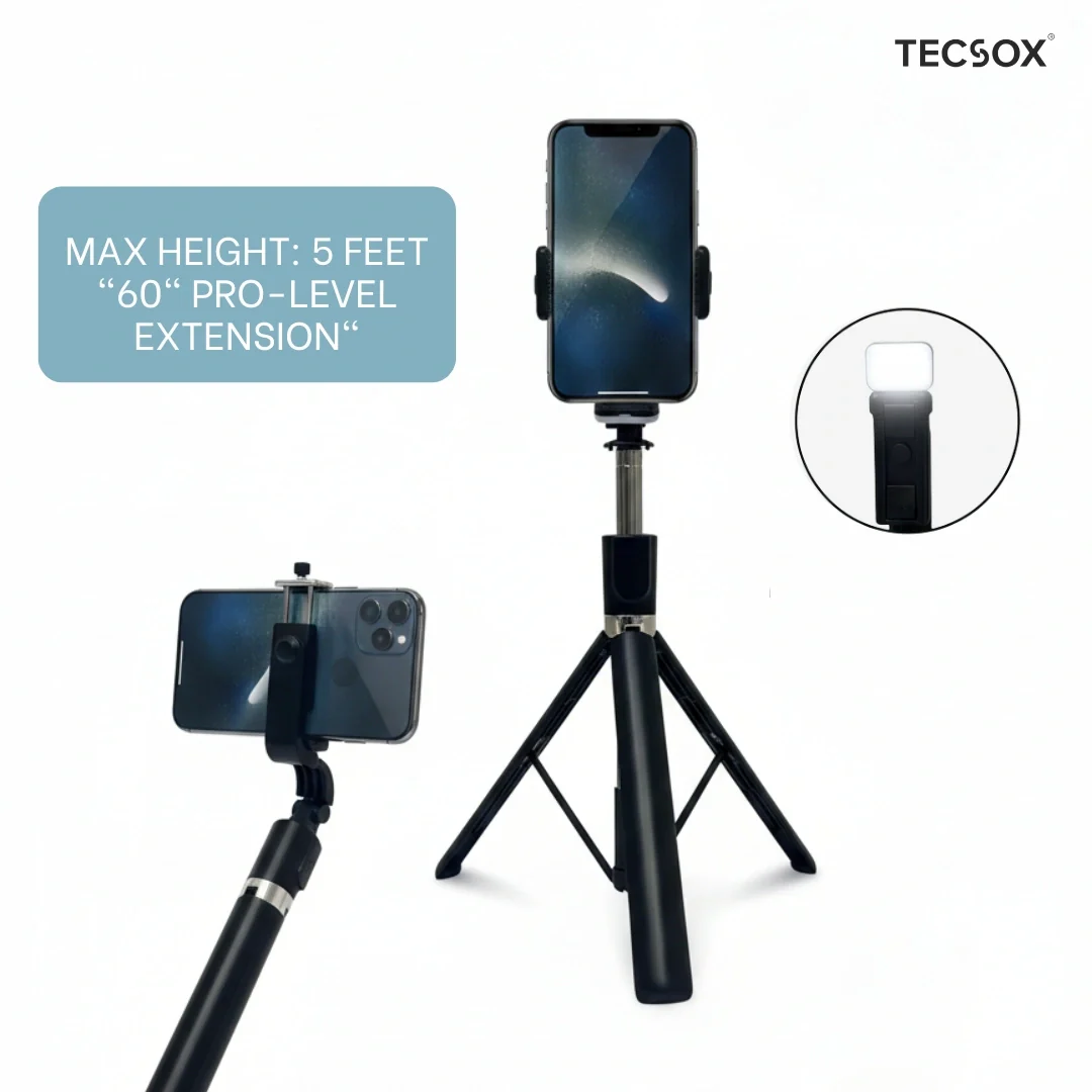 TecSox Halo Stick | 5FT Professional Multi-Role Tripod & Selfie Stick - Image 6