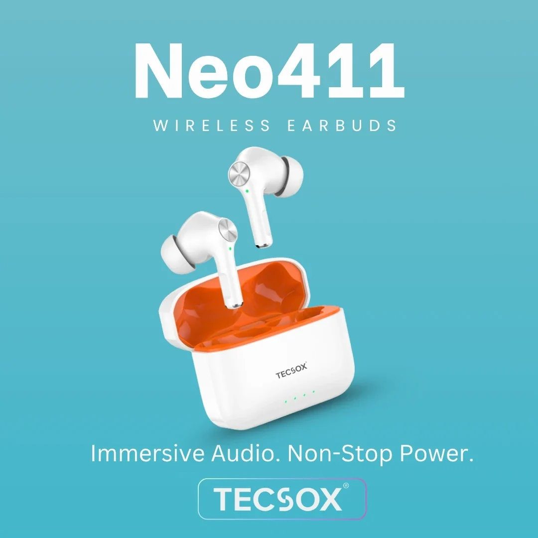 TecSox Neo411 30Hr Playtime |  Wireless Earbud With Deep Bass & Comfortable Fit | IPX Water Resistant - Image 15