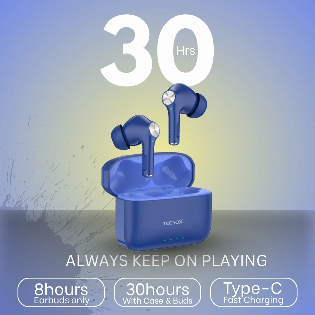 TecSox Neo411 30Hr Playtime |  Wireless Earbud With Deep Bass & Comfortable Fit | IPX Water Resistant - Image 28