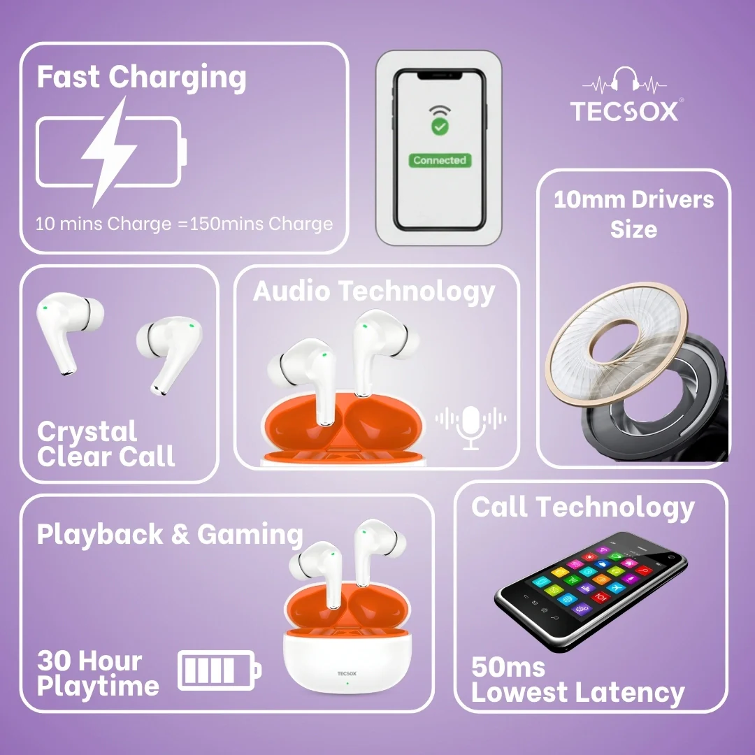 TecSox Ranger 221 Wireless Earbud With Deep Bass & Comfortable Fit | IPX Water Resistant - Image 24