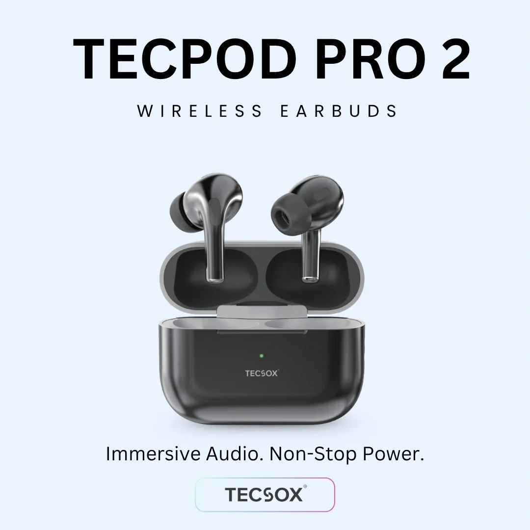 TecSox Tecpods Pro 2 Bluetooth Earbud With Deep Bass & Comfortable Fit | IPX Water Resistant - Image 2