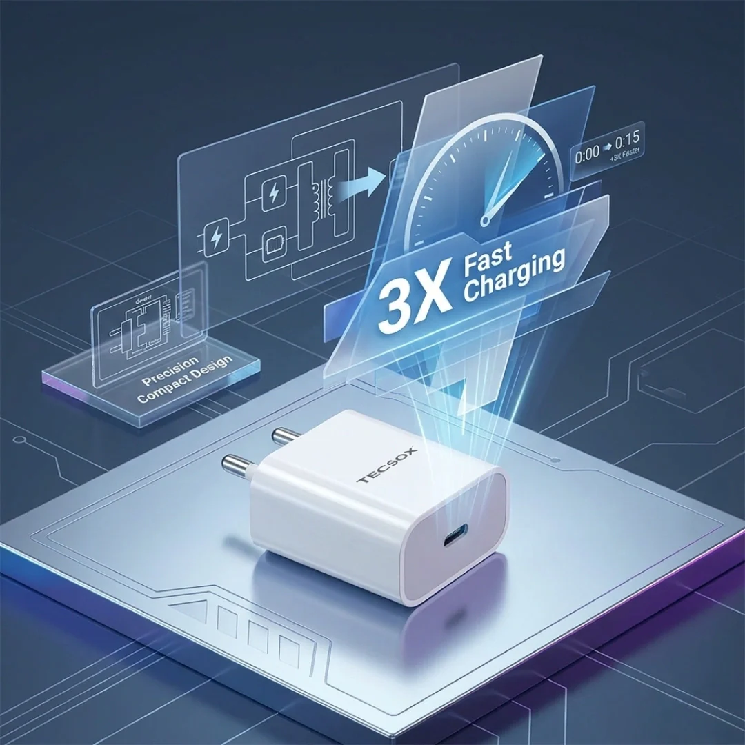 TecSox Type C 20W PD Wall Charger | Under ₹1999 | For iOS & Samsung devices - Image 7