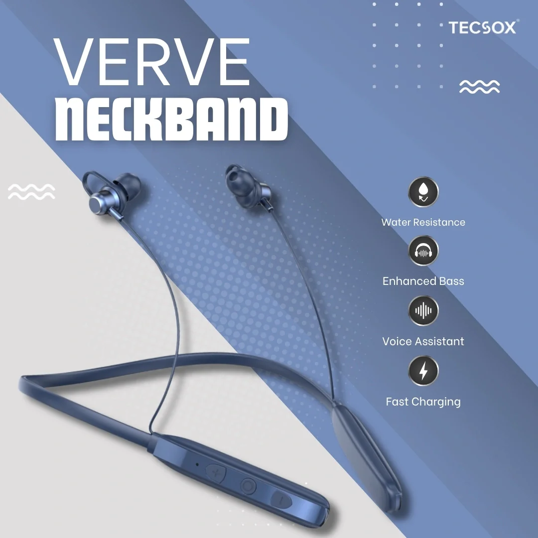 TecSox Verve Bluetooth Neckband | Metallic Touch + High Bass - Image 20